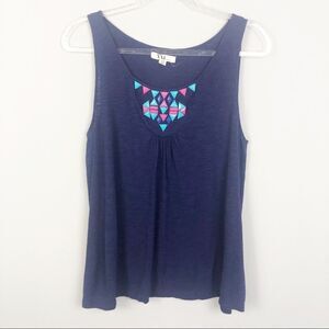 FOREVER 21 | Blue Tank Top with Neon Studs Embellishment Women’s Size Large